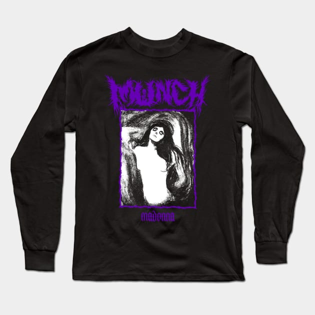 Edvard Munch Grindcore Lady (Purple Logo) Long Sleeve T-Shirt by Artilo